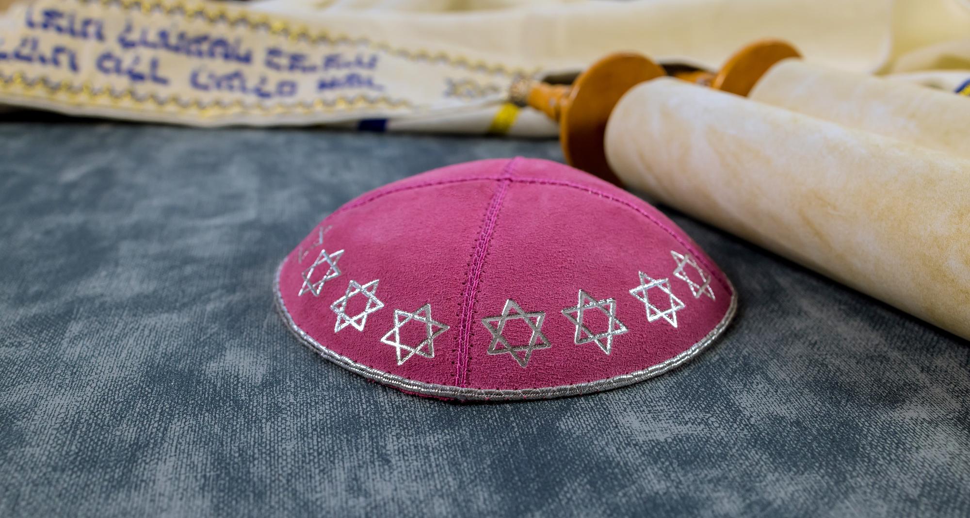 Close detail of satin stitch badge